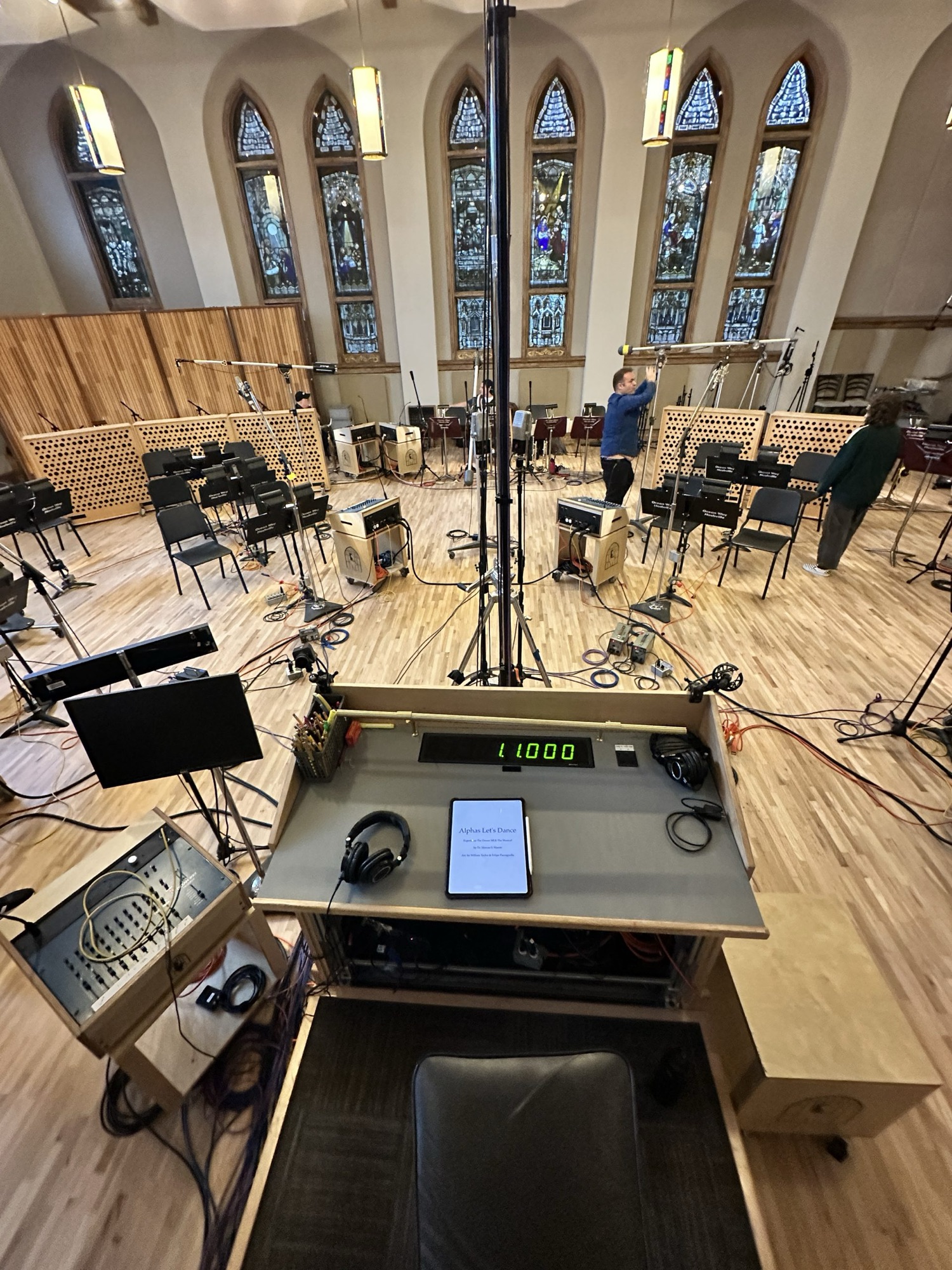 The live room at Ocean Way Nashville set up for a string session